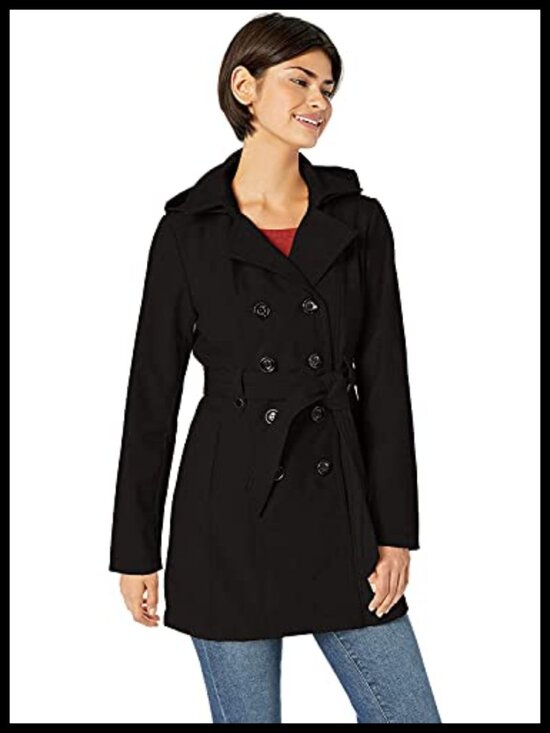 Jackets & Blazers - Soft Shell Trench Coat Water Resistant Detachable Hood Belted
